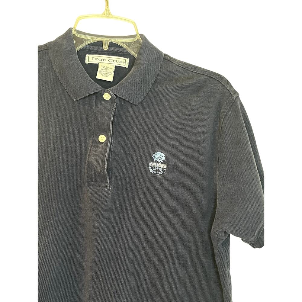 IZOD CLUB Polo Shirt Ladies L Navy Short Sleeve‎ 1895 Brooklawn EUC